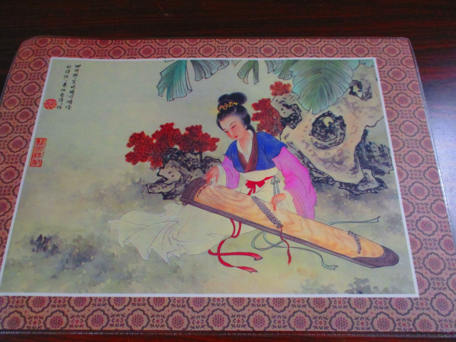 Chinese Traditional Flowers & Birds, 6 Place Mats, Both Sides Shown, NIB