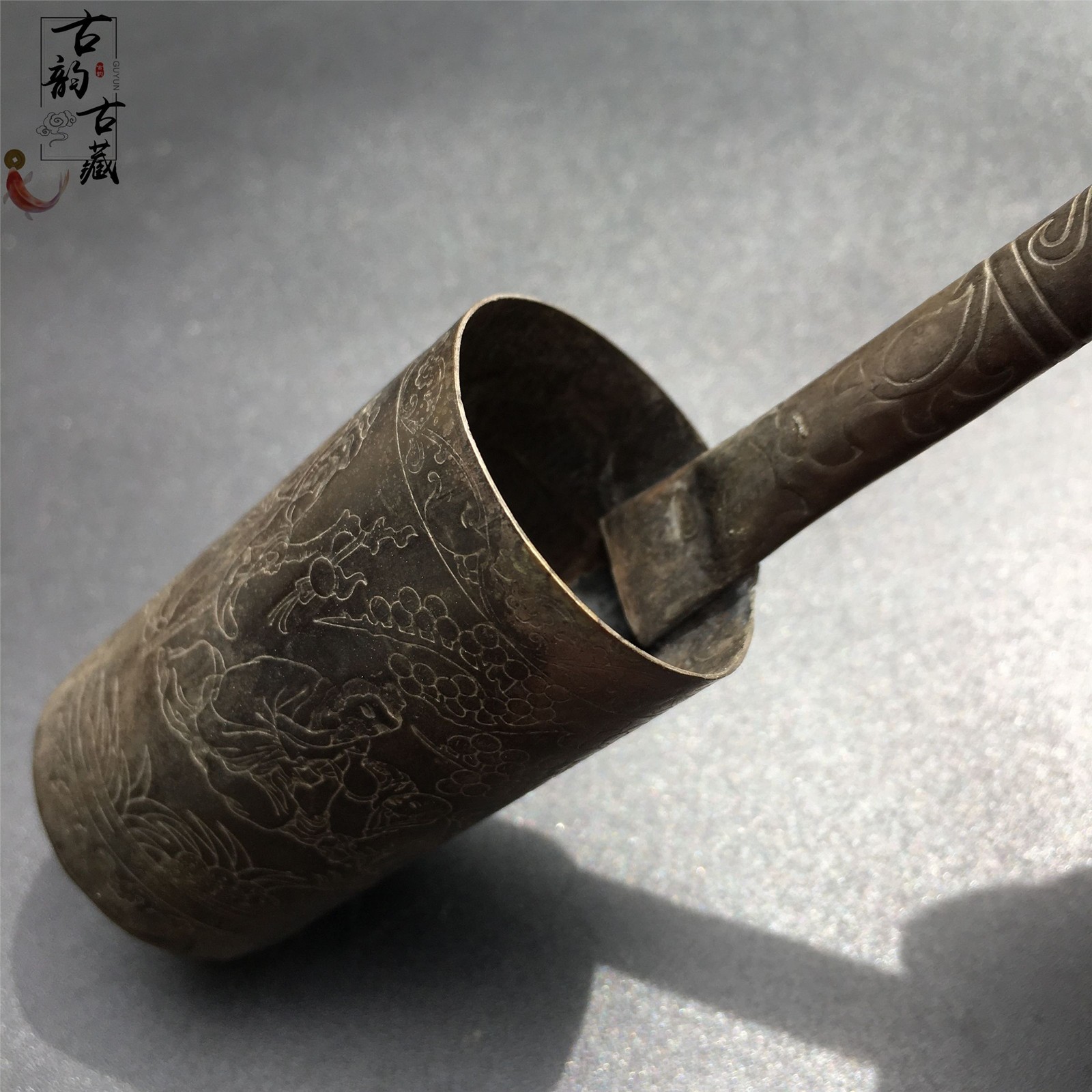 Antique Engraved Silver Wine Dipper Retro Qing Style Traditional Wine Ladle