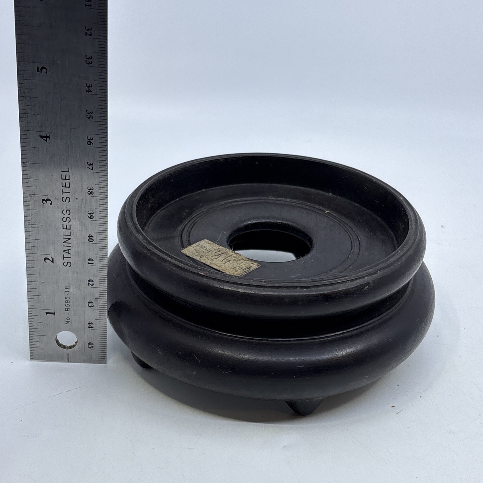 Vtg Chinese Wood Display Stand Vase Plant Asian Lamp Base 4.5″ Inner Diameter