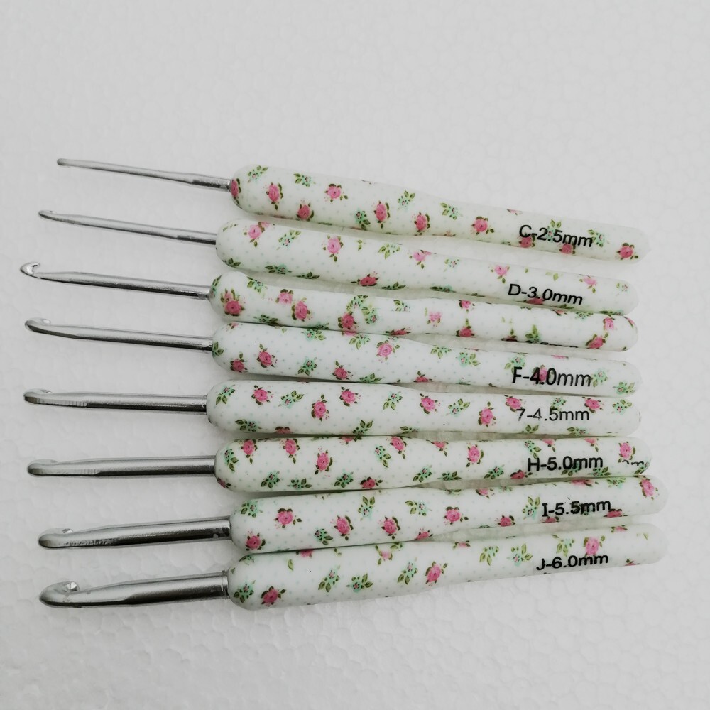 8PCS Knitting Needles Set Ergonomic Grip Crochet Hook Soft Handle Home