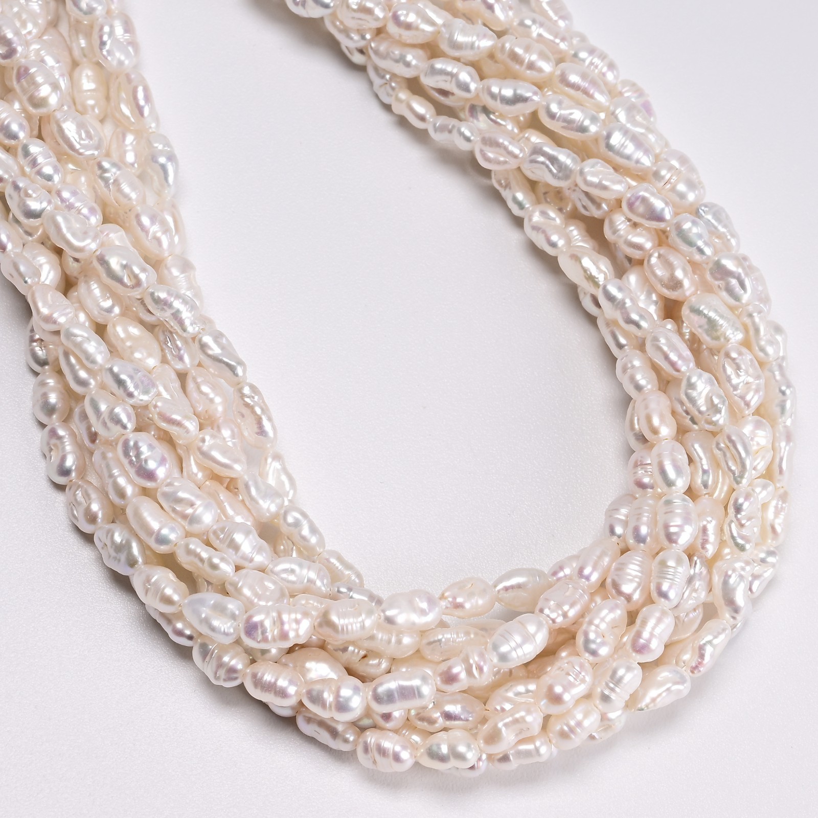 White Fresh Water Pearl Irregular Nugget Chunk Beads Size 6-8×9-12mm 15.5” Strd