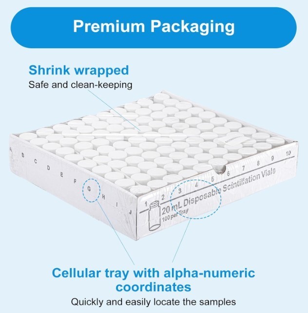 20 ML Disposable Scintillation Vials. QTY 100