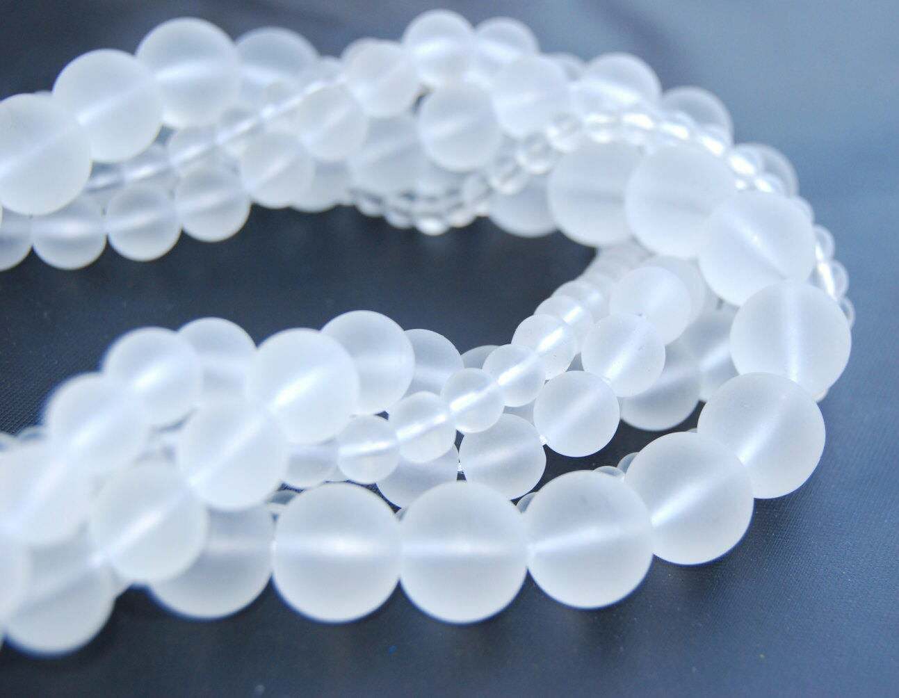 Clear Quartz Matte Round Beads 4mm 6mm 8mm 10mm 12mm 15.5″ Strand