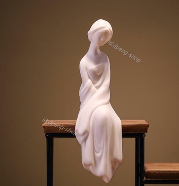 7″ Chinese White Porcelain Ceramics Beautiful Woman Figurine Statue Statues