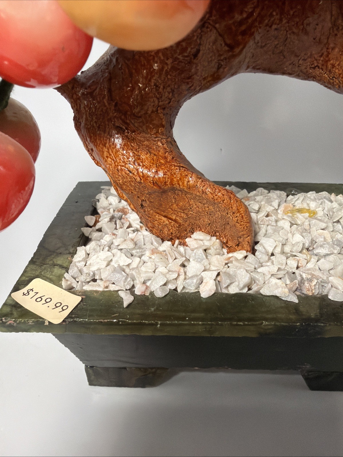Vintage Chinese Jade Peach Bonsai Tree Sculpture Large ~14inch Heavy ~6lb