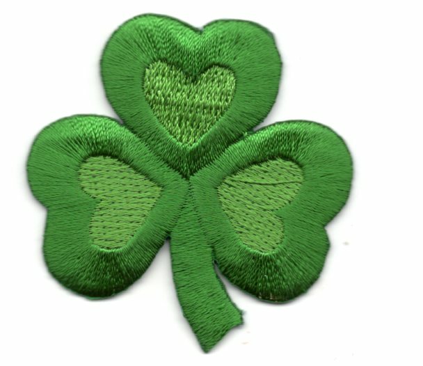 THREE LEAF CLOVER 1″ Iron On Patch St. Patrick Day Shamrock