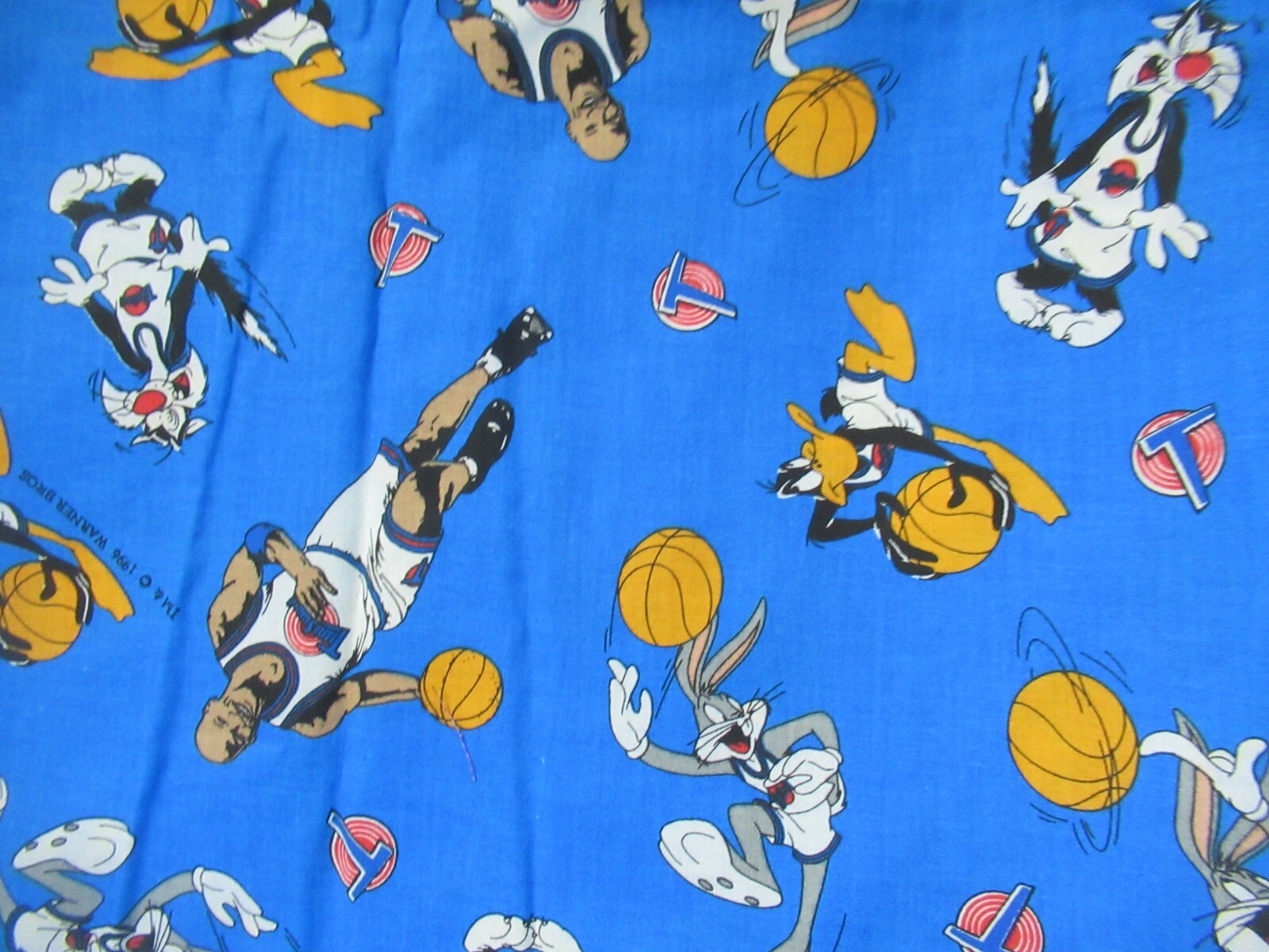 VTG 1996 SPACE JAM Warner Bros COTTON FABRICS Looney Tunes Bugs, Jordan SBTY X