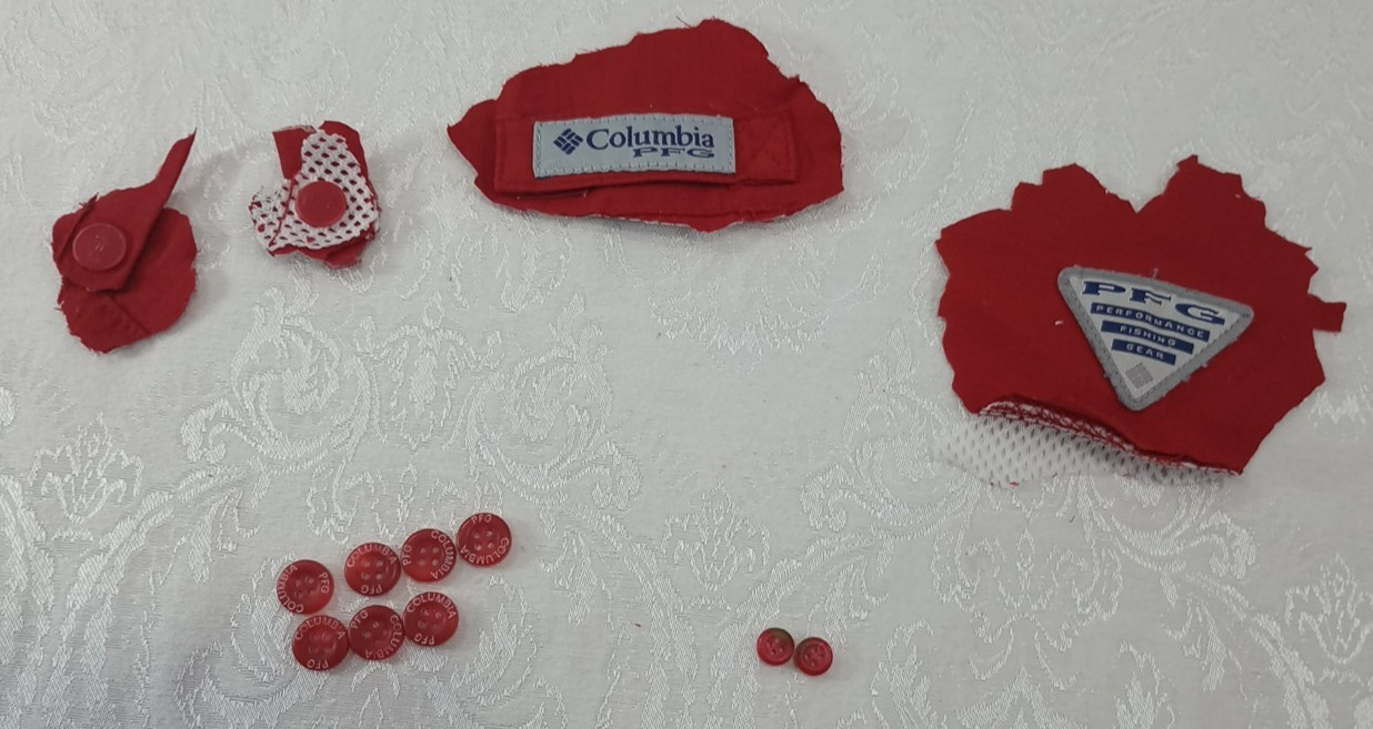 Columbia PFG Replacement Buttons Set of Red Branded Engraved 4-Hole