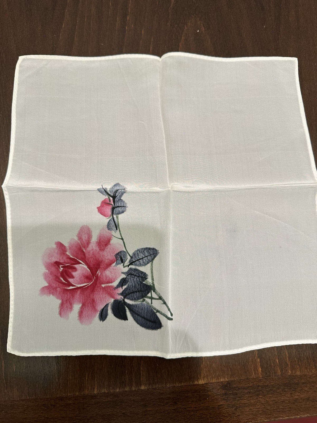New Vintage Chinese Silk Handkerchief 100% Silk,Hand Painted In Original Packing