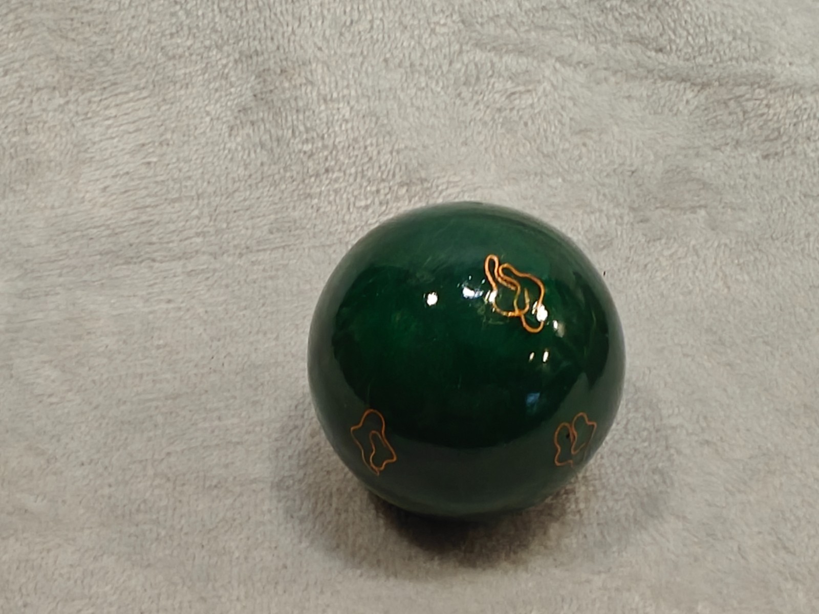 Vintage Chinese Cloisonné Baoding Balls Hand Painted Floral Green Original Box