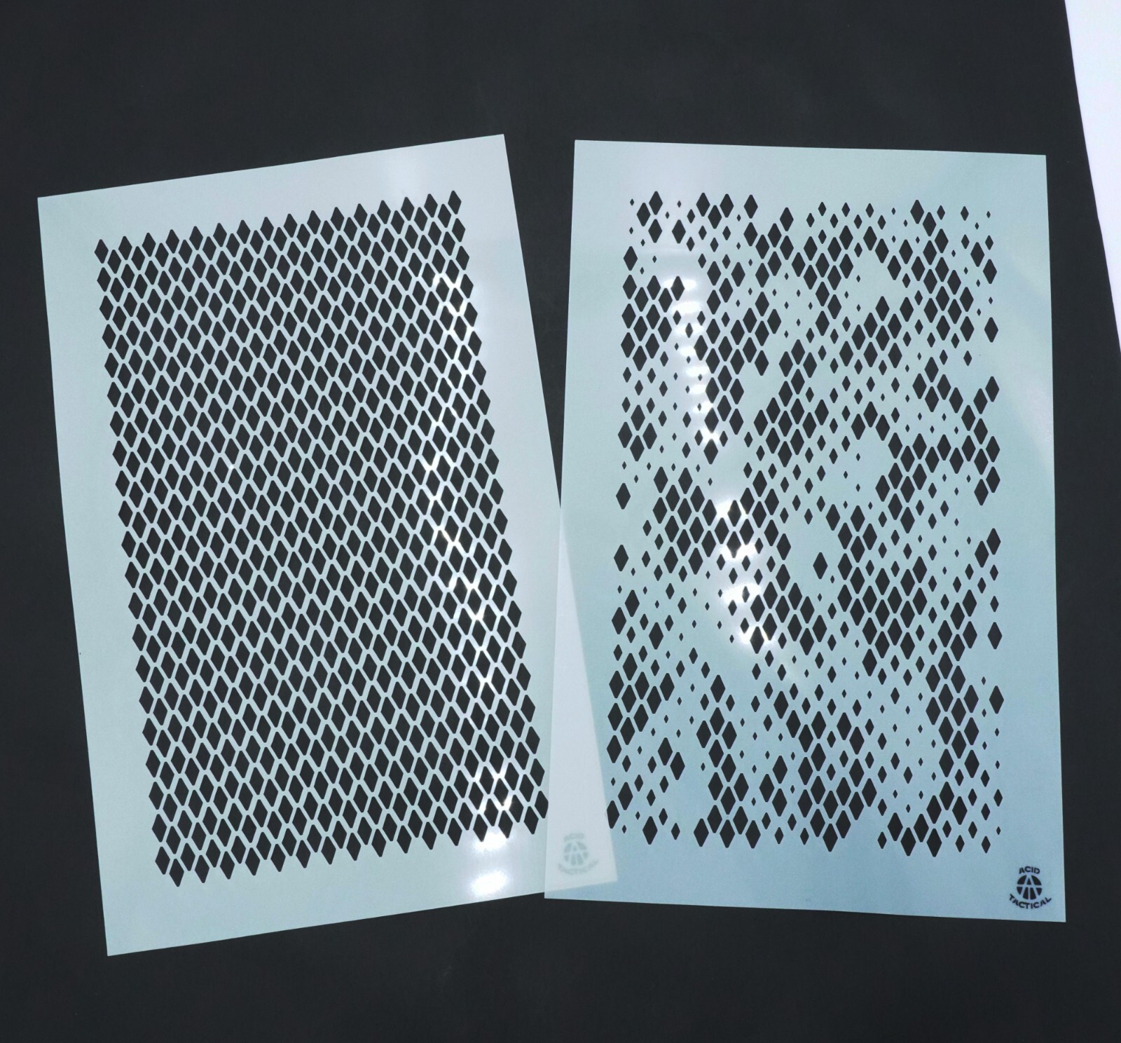 2 PACK Mylar Camouflage Stencils DIY Rifle Gun Airbrush Paint Mask Diamond CAMO