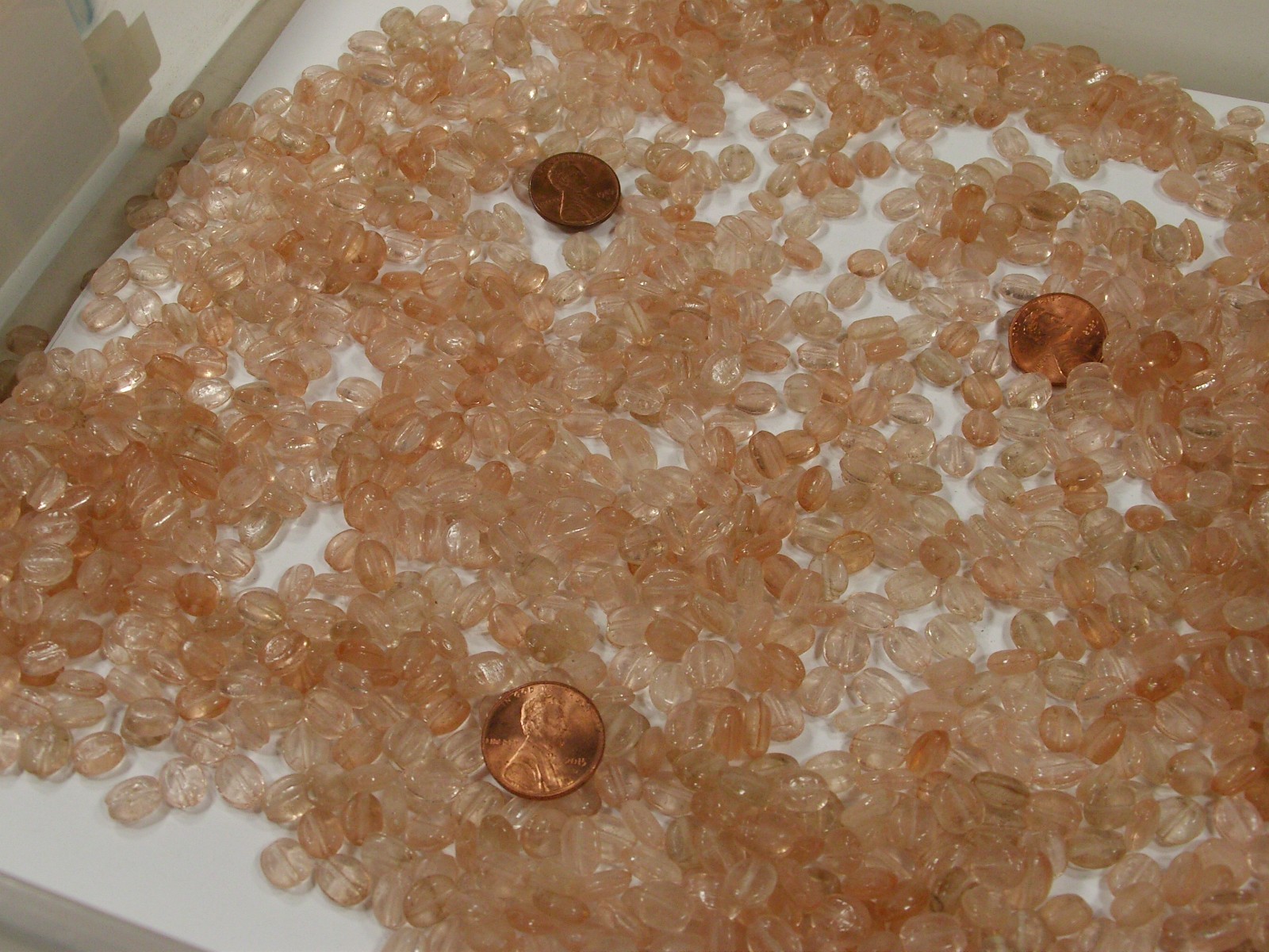 2 Pounds (3mm x 7mm x 9mm) Peach Handmade Glass Beads Wholesale Bulk (NTP-2) ⭐