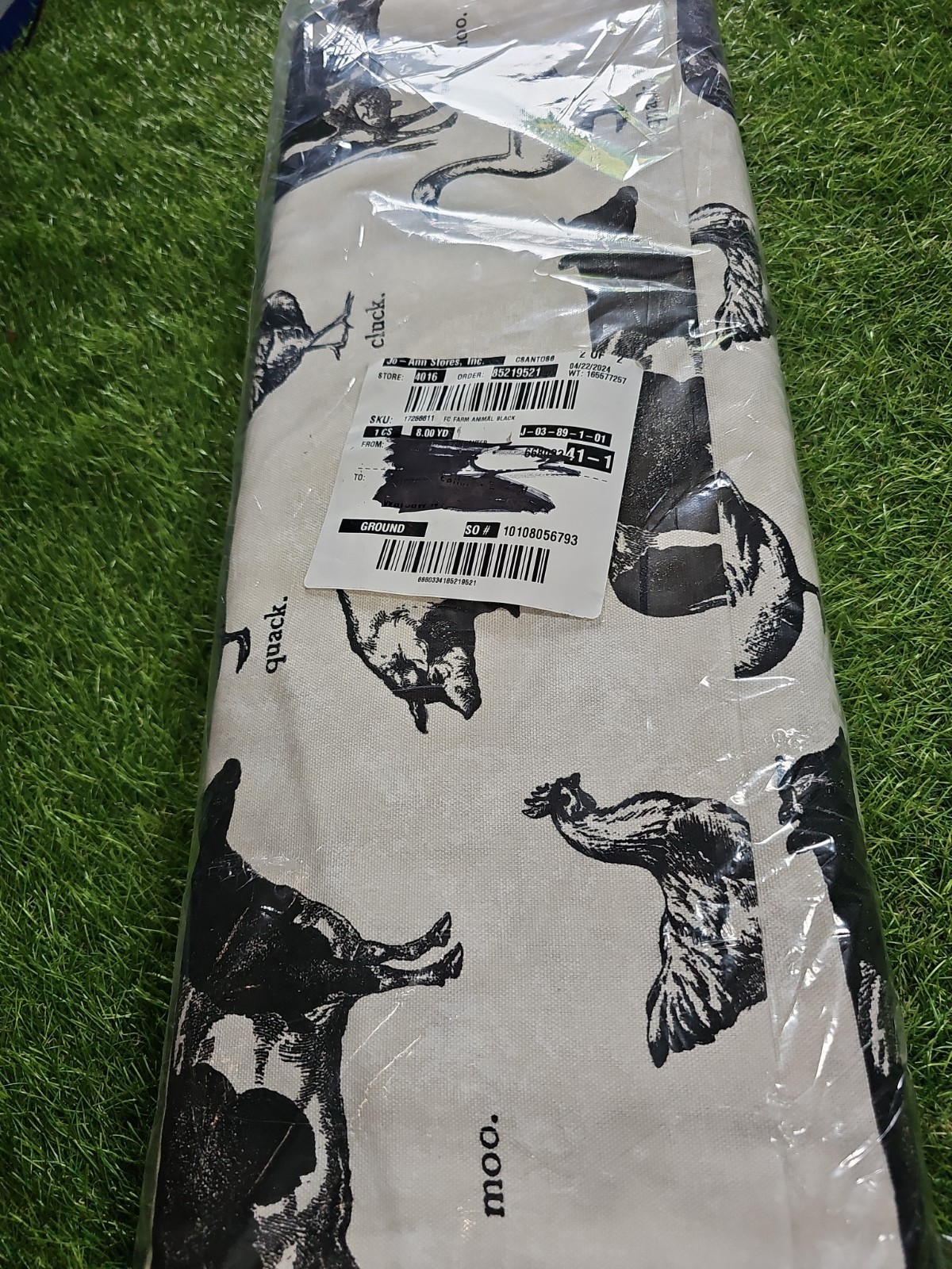 Farm Animal cow chicken duck Cotton Canvas fabric material Sealed 8 Yards