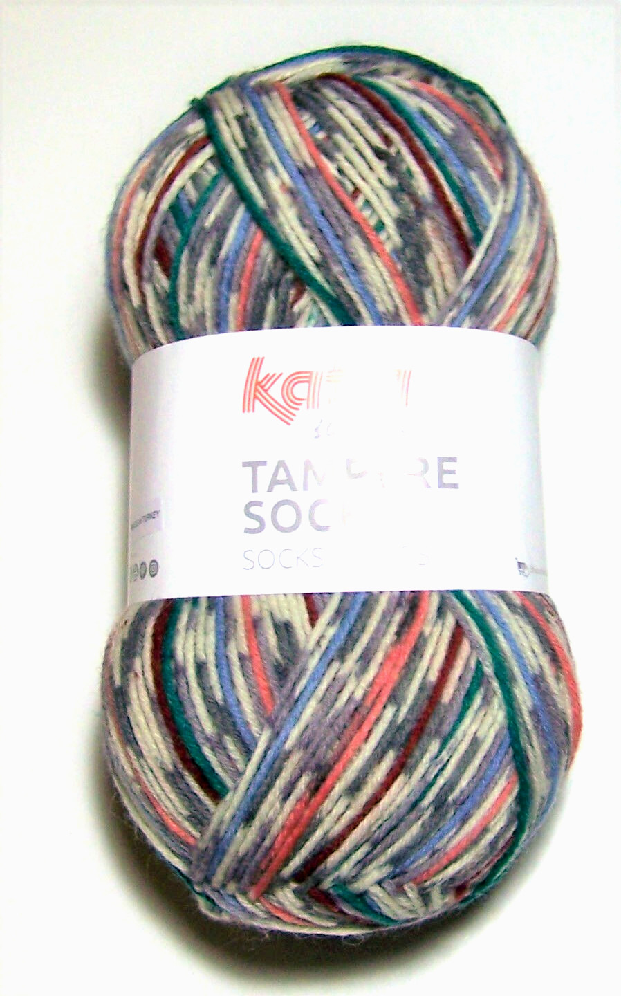 150g ball of Katia TAMPERE SOCK Sport Yarn #105 BLUE CORAL GREY TEAL BROWN WHITE