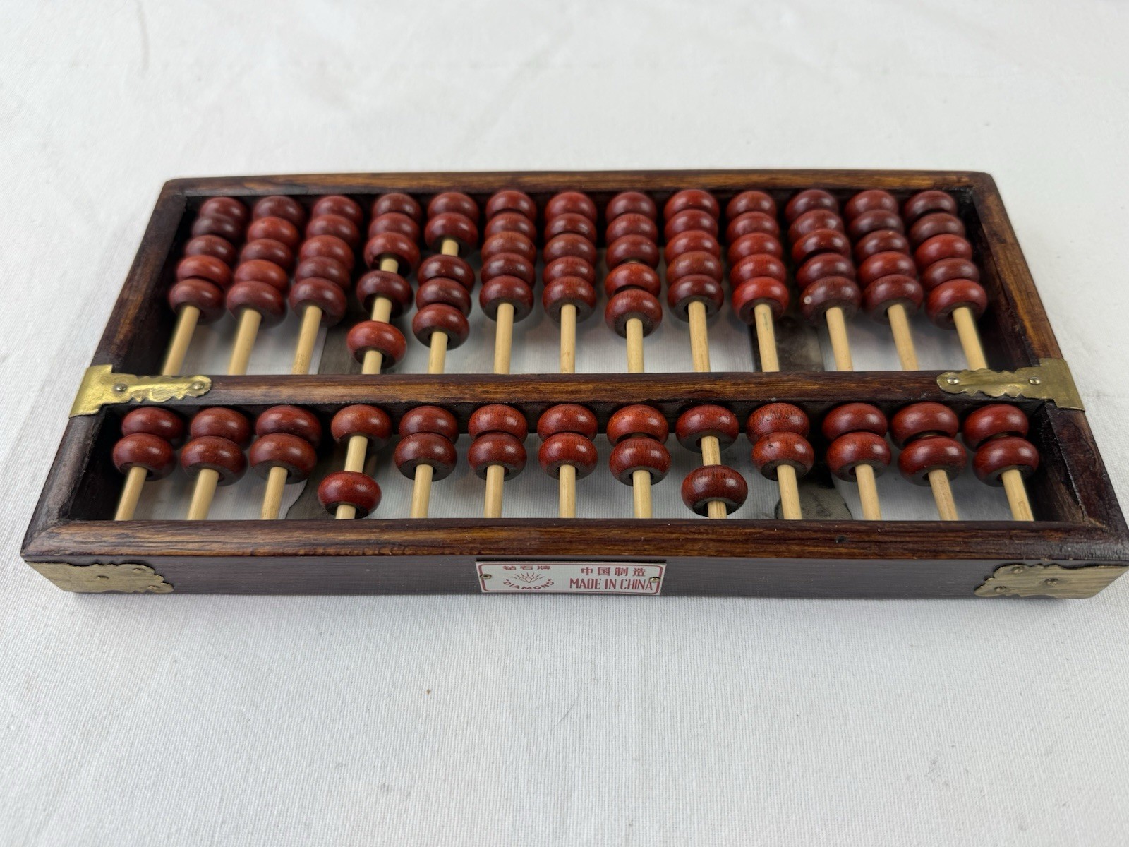 Chinese Abacus Diamond Brand – Cherry Color Wood Brass Adornment