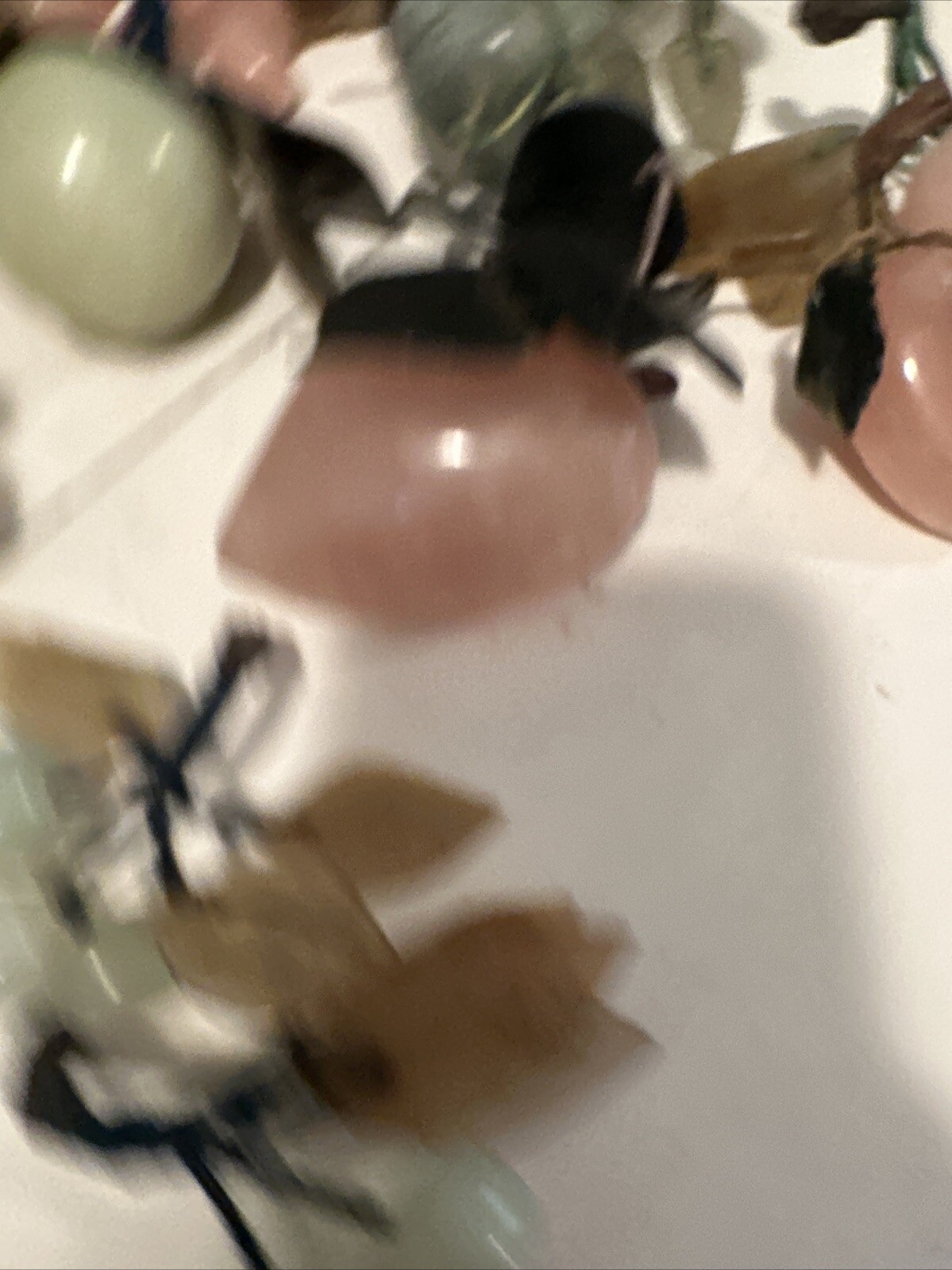 Group Chinese Carved Jade, Agate, Rose Quartz Gemstone Flowers Fruits Vegetables