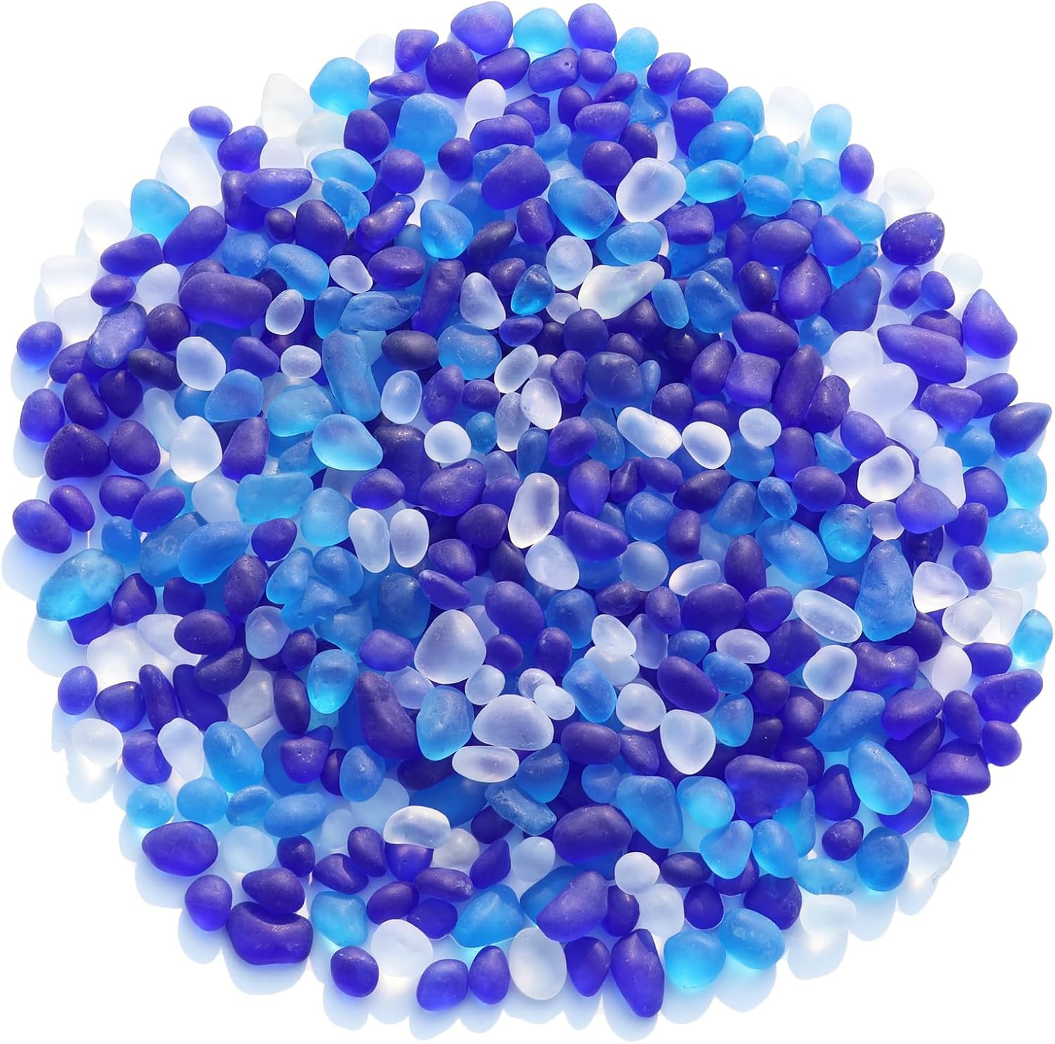 Sea Glass Stones – 0.55LB Blue Mixed Frosted Glass Pebbles Gemstones