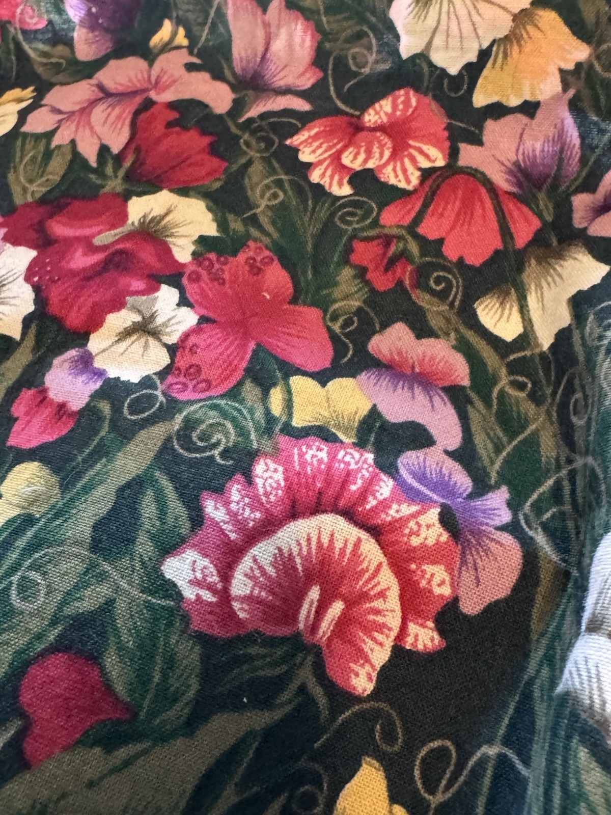 Vintage Floral Cotton Quilting Fabric Remnant 8×32 Prewashed Pink Purple Green