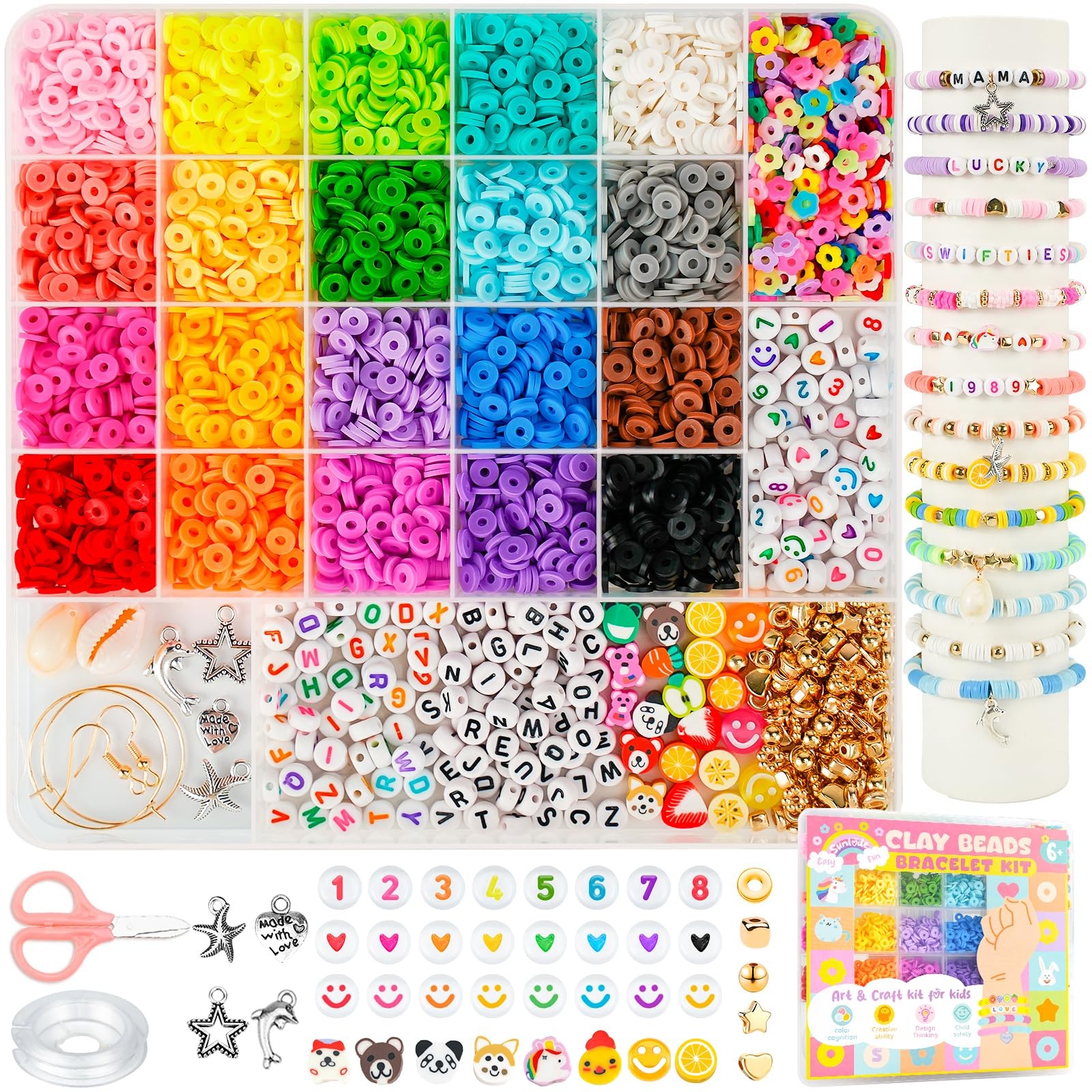 Sunlode Bracelet Making Kit 5000pcs, Jewelry Making Kit for Beginner, Preppy