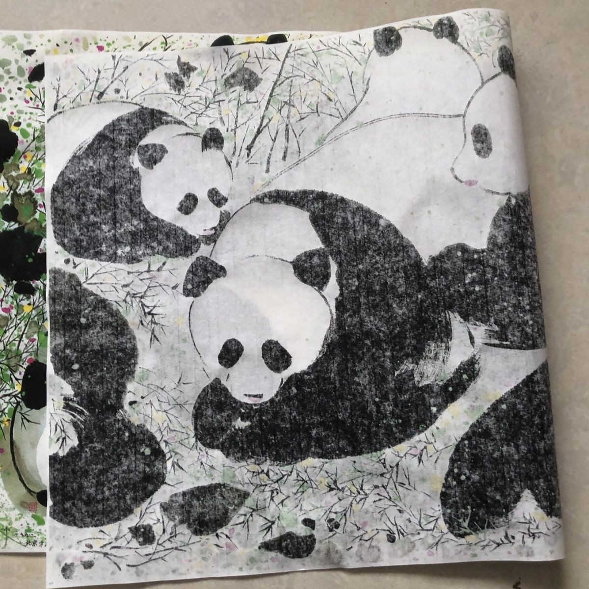 Chinese Panda Painting Scroll Unframed Wall Art Print Home Decor Decor