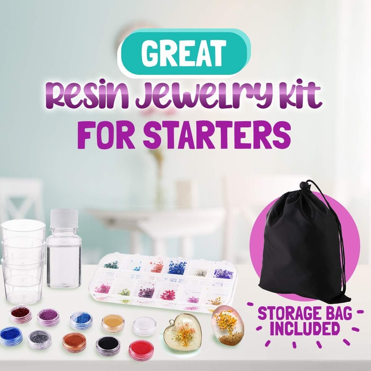 Creative Resin Jewelry Making Starter Set with Silicone Molds and Instructions