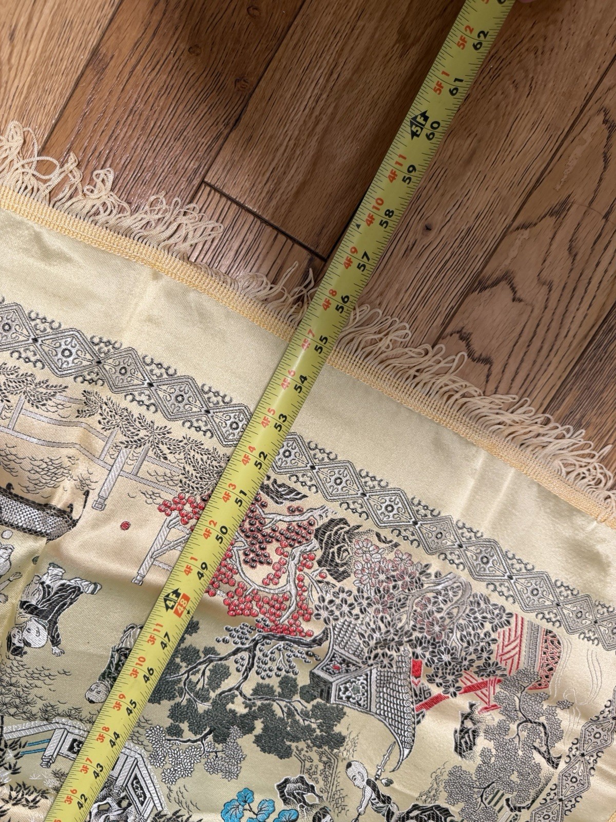 Asian Oriental Chinese Japanese Satin Silk Tapestry Tablecloth Piano shawl