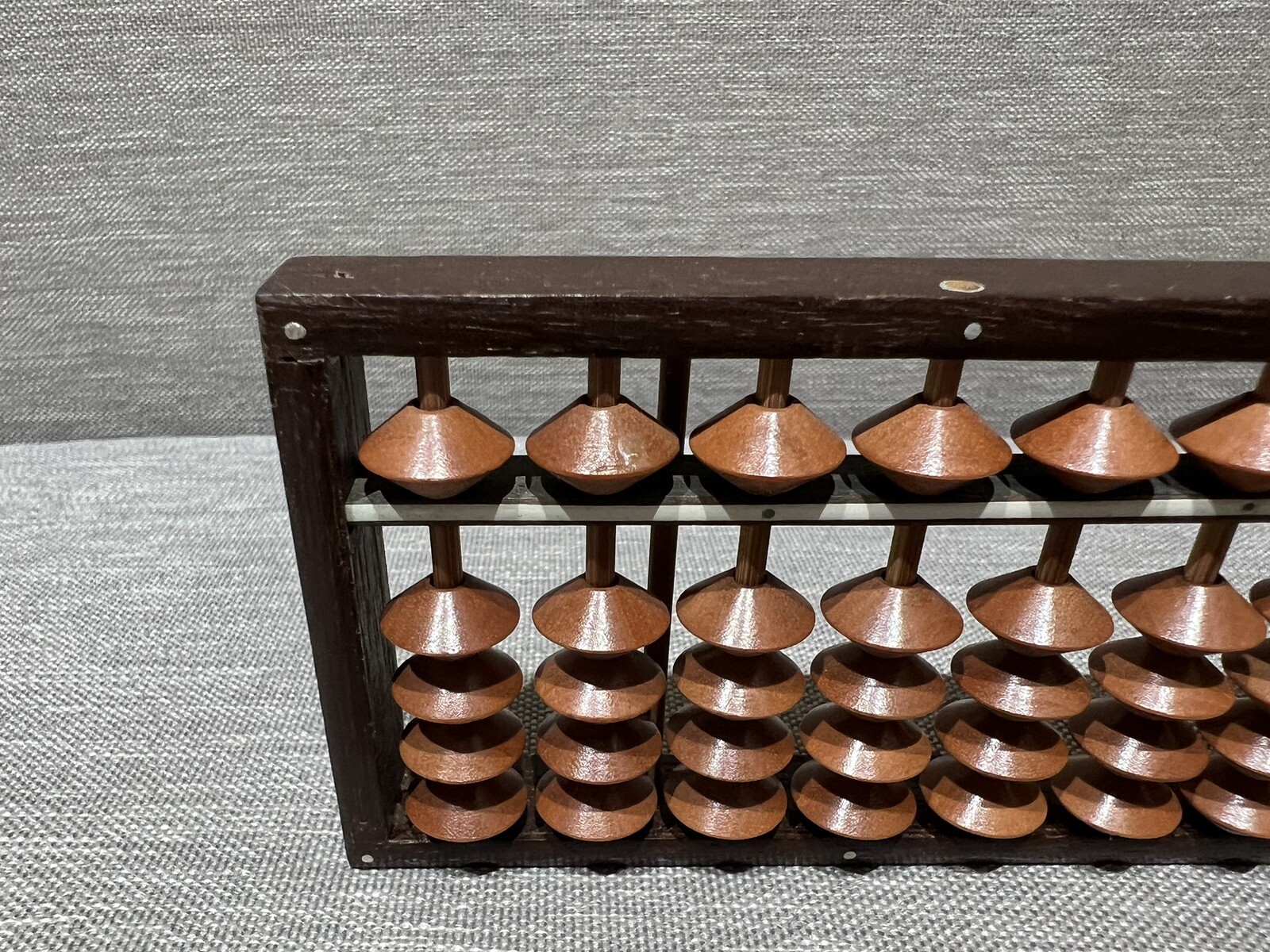 Vintage Wood Abacus 17 Rod Beads Light Brown Beads Counting Calculating Frame