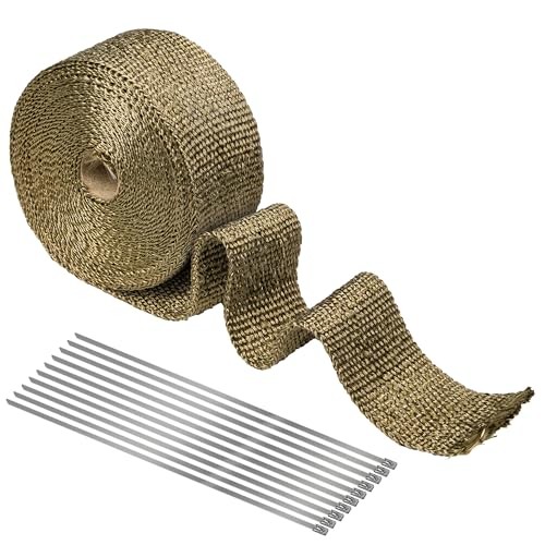 Exhaust Heat Wrap, 2in x Titanium Exhaust Muffler Tape Fiberglass Heat 16.5ft