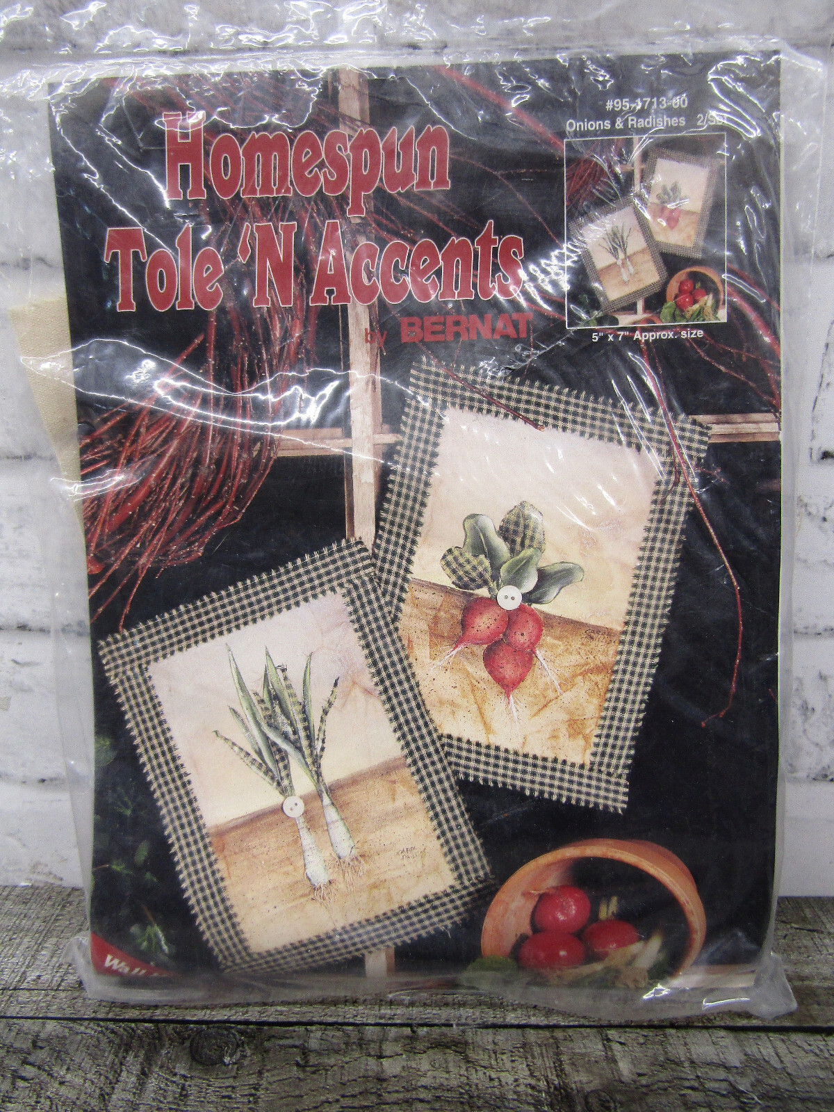 NIP Homespun Tole ‘N Accents Kit Bernat #95-1713-00 Onions & Radishes 1995