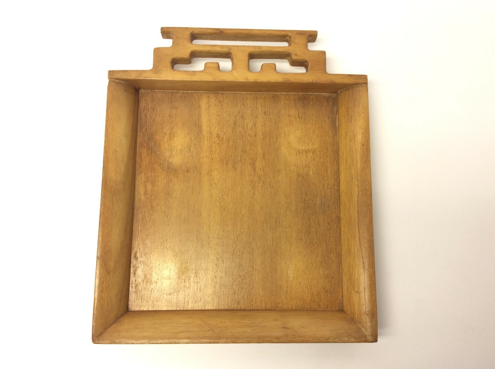 Blonde Wood Chinese Drawer Sorting Tray Curved Edge Decorative