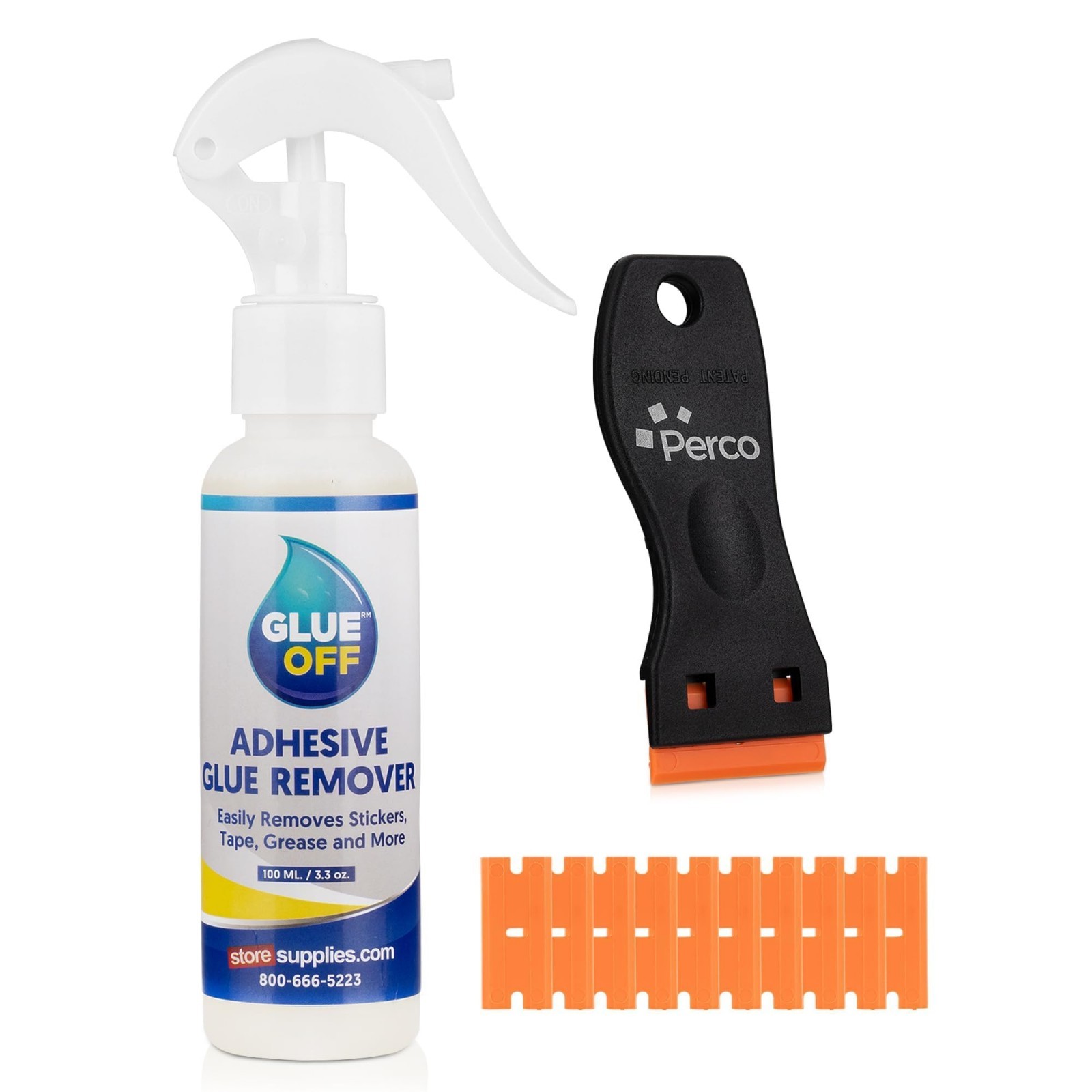 Adhesive Sticker Remover & Scraper Set – 3.3 fl. oz Glue Off with Plastic Razor