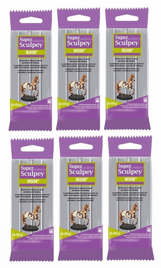 M02879x6 MOREZMORE USA ONLY 6 lb Super Sculpey MEDIUM BLEND Polymer Clay