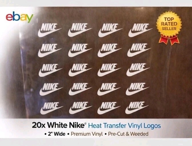 20x White Nike HTV Heat Transfer Vinyl Logos 2” Iron On Decals Pre-Cut
