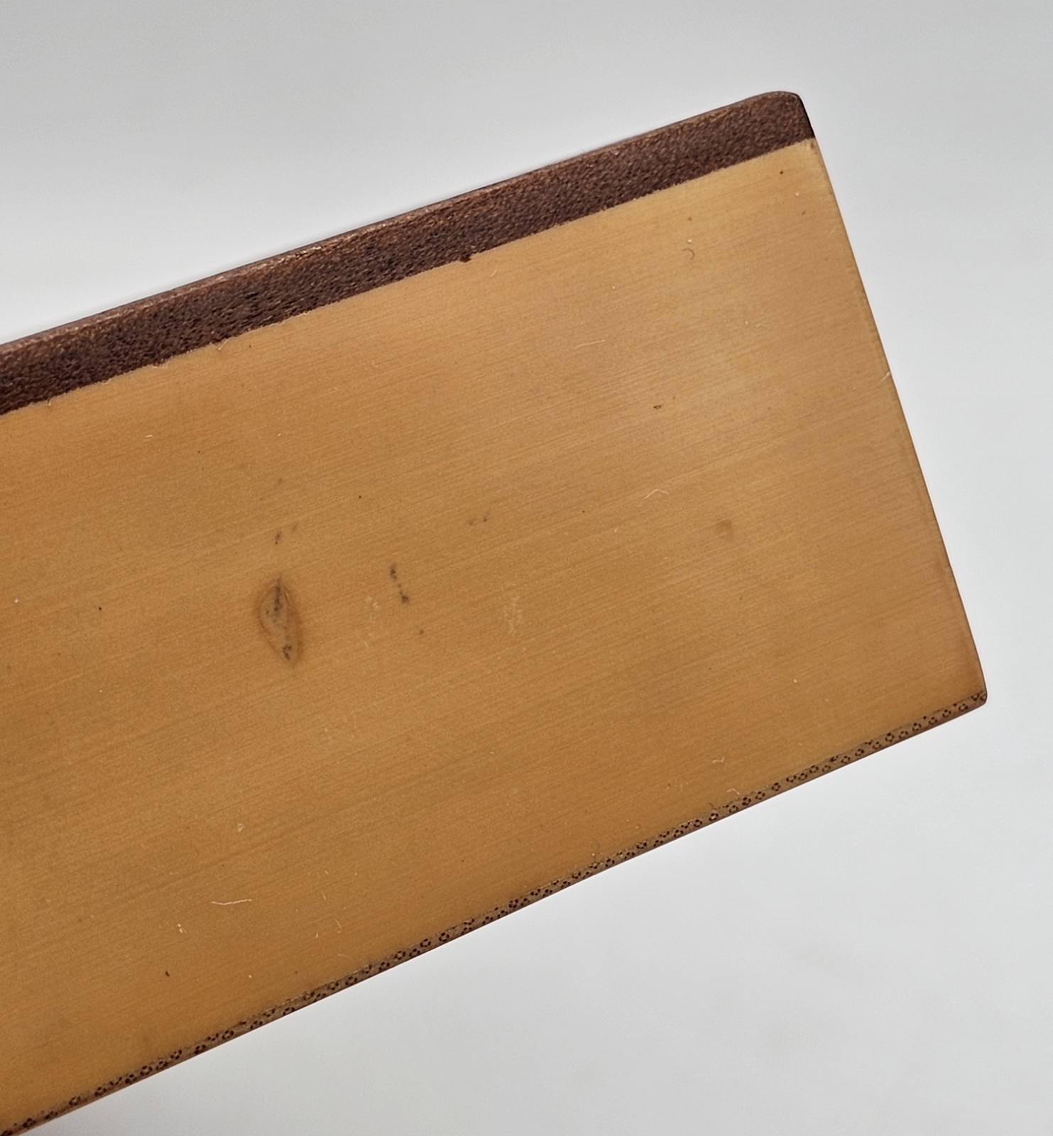 Vintage Chinese Acrylic Faux Wood Hand Painted Trinket Pencil Sliding Box GREAT!