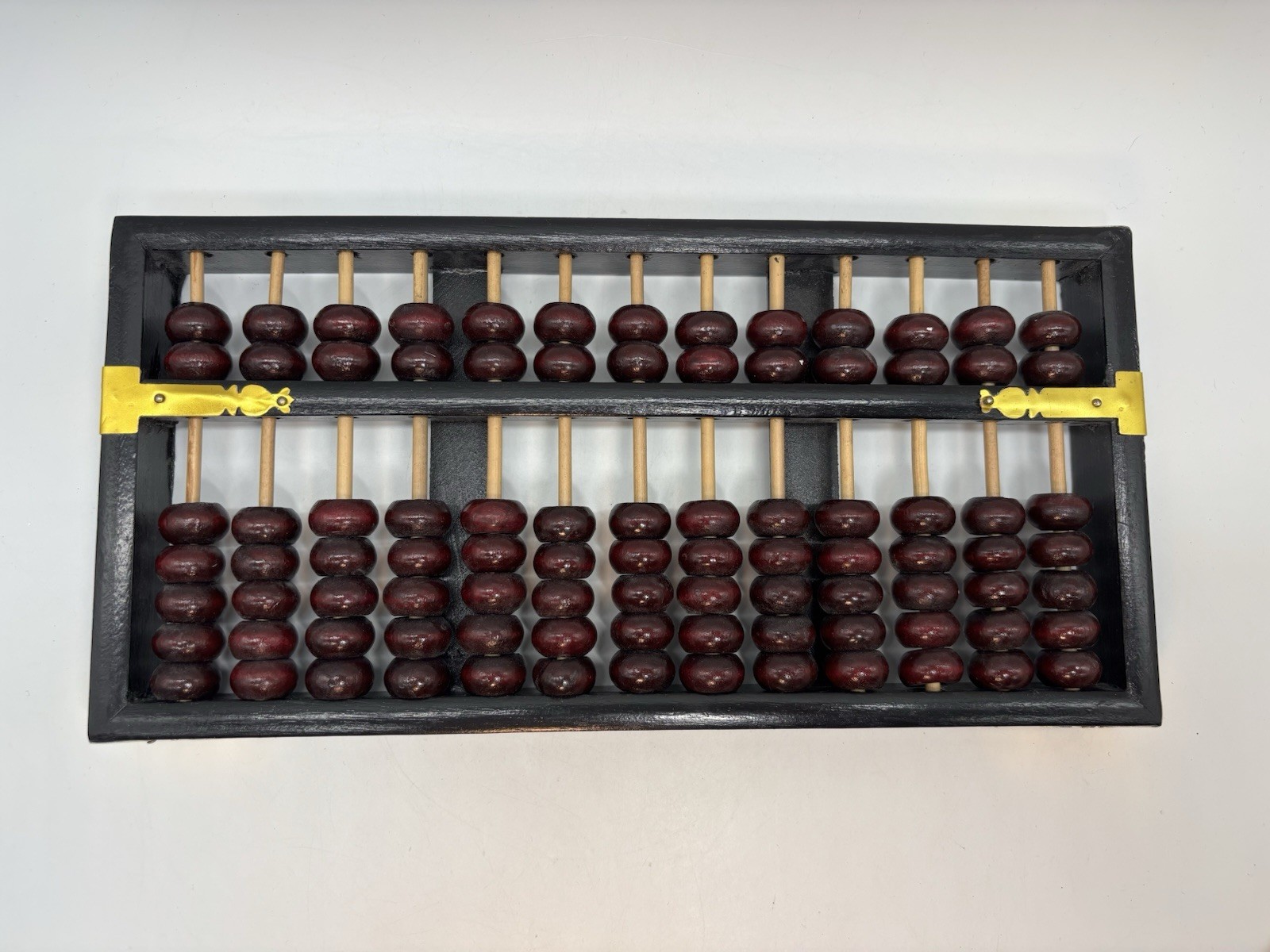 Vintage Flying Eagle Abacus 13 Row 91 Beads Brass Accents 11.5” X 5.5”