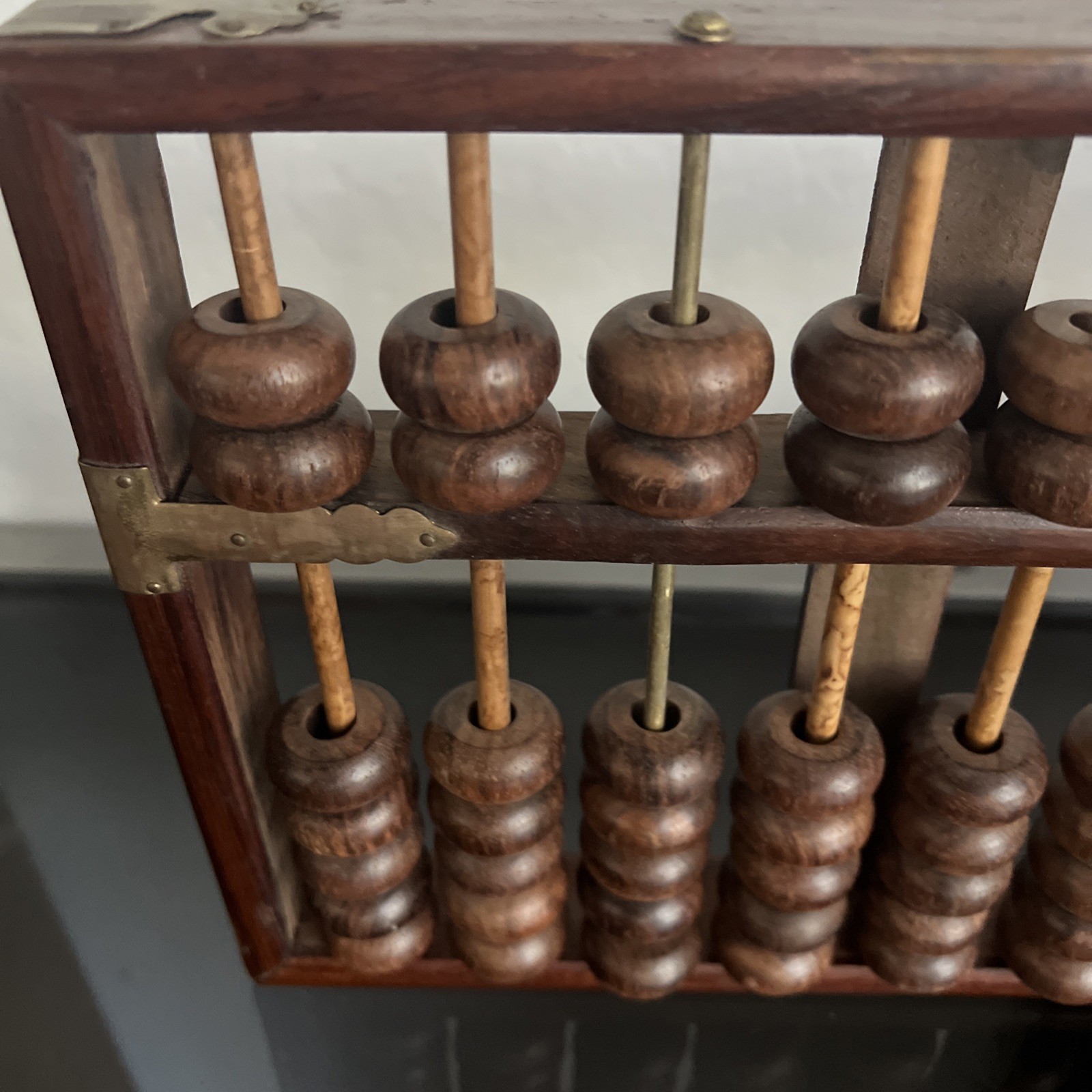 Vintage Chinese Abacus Wood, Brass south east scientific Calculator 13 Row 91