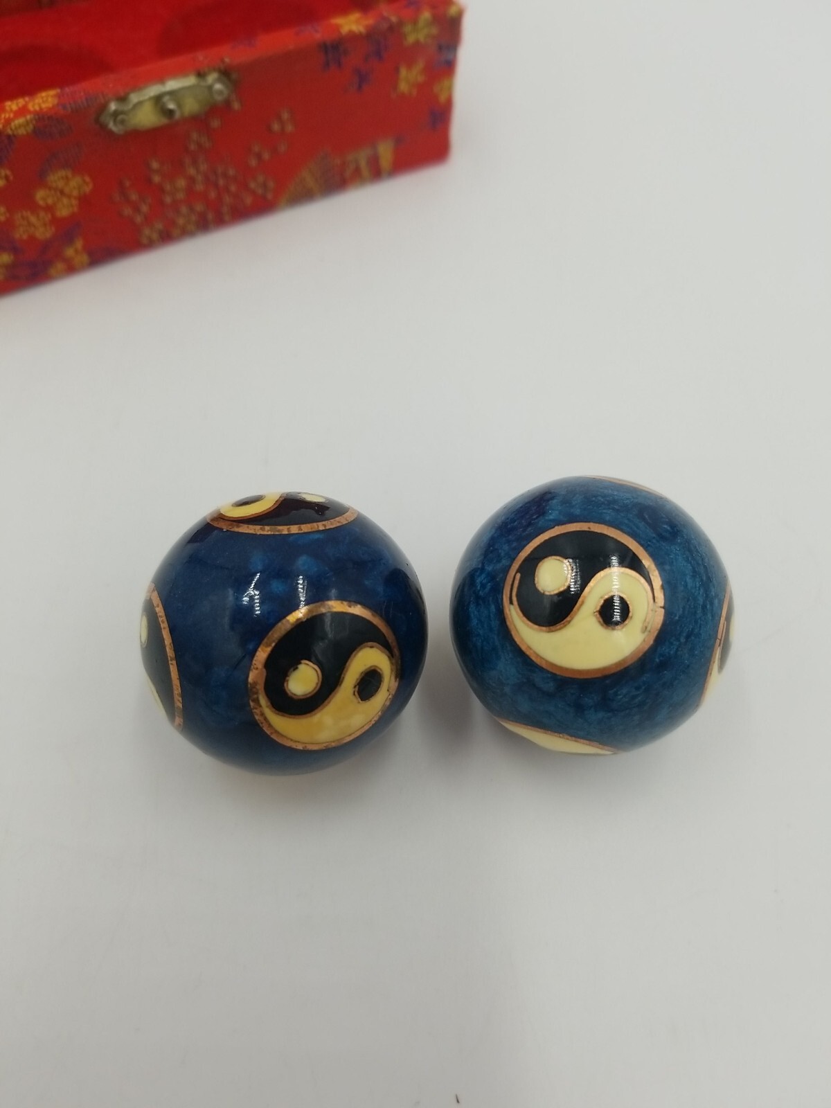 Chinese Health Exercise Stress Baoding Balls Relaxation Therapy Blue/ Ying Yang