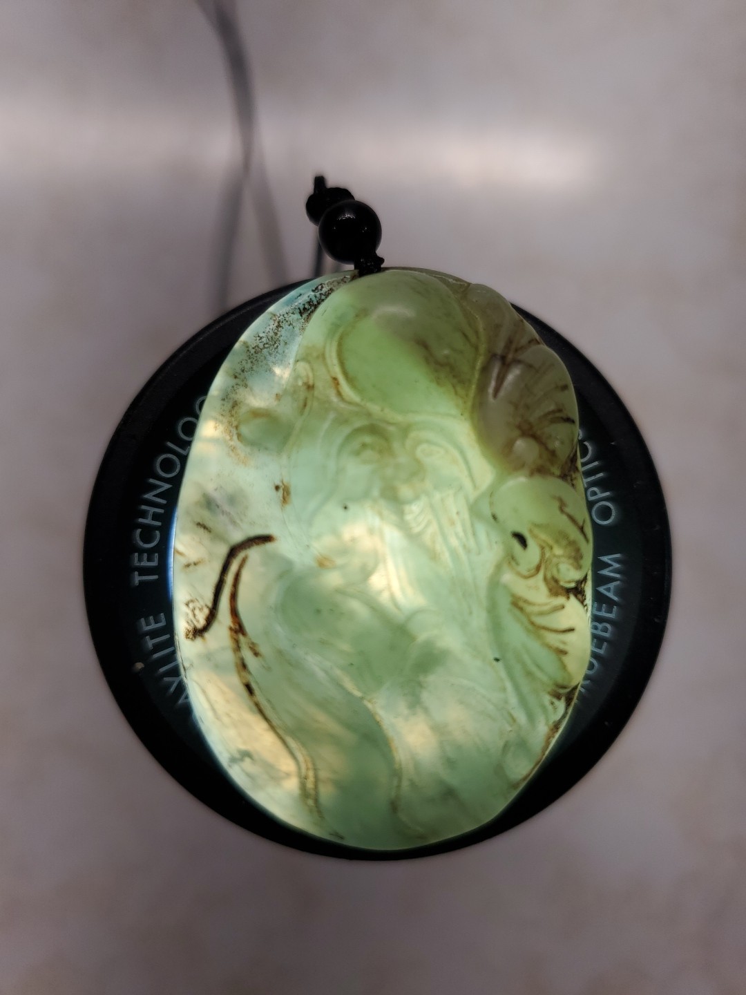 Chinese Green Jade Translucent 1-3/4 inch Pendant Necklace