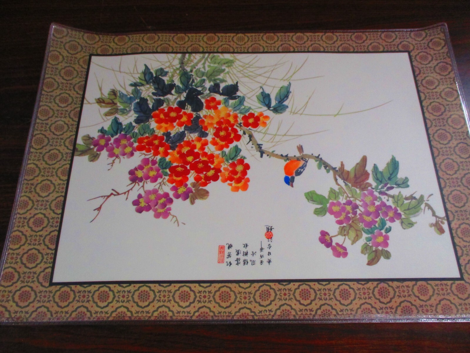 Chinese Traditional Flowers & Birds, 6 Place Mats, Both Sides Shown, NIB