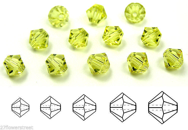 Czech Bicone Crystal Beads Jonquil pale yellow Rondelle Diamond
