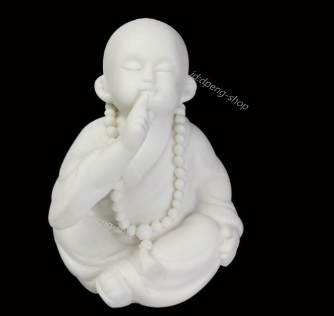3.7″Chinese White Porcelain Ceramics Lovable No Talk Little Monk Figurine Statue