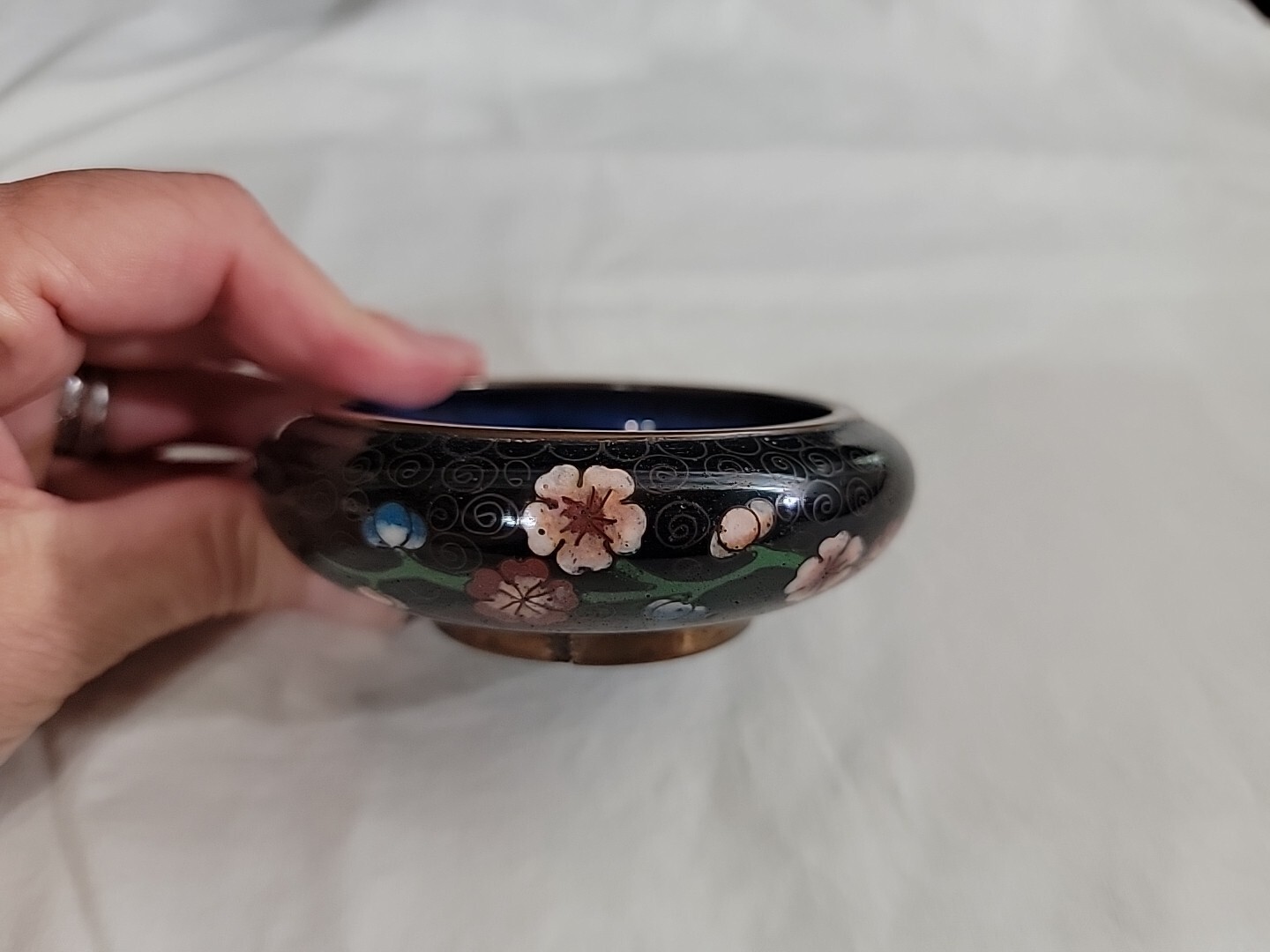Chinese Cloisonné Black & Blue Enamel Chinese Republic Period 1910-20s