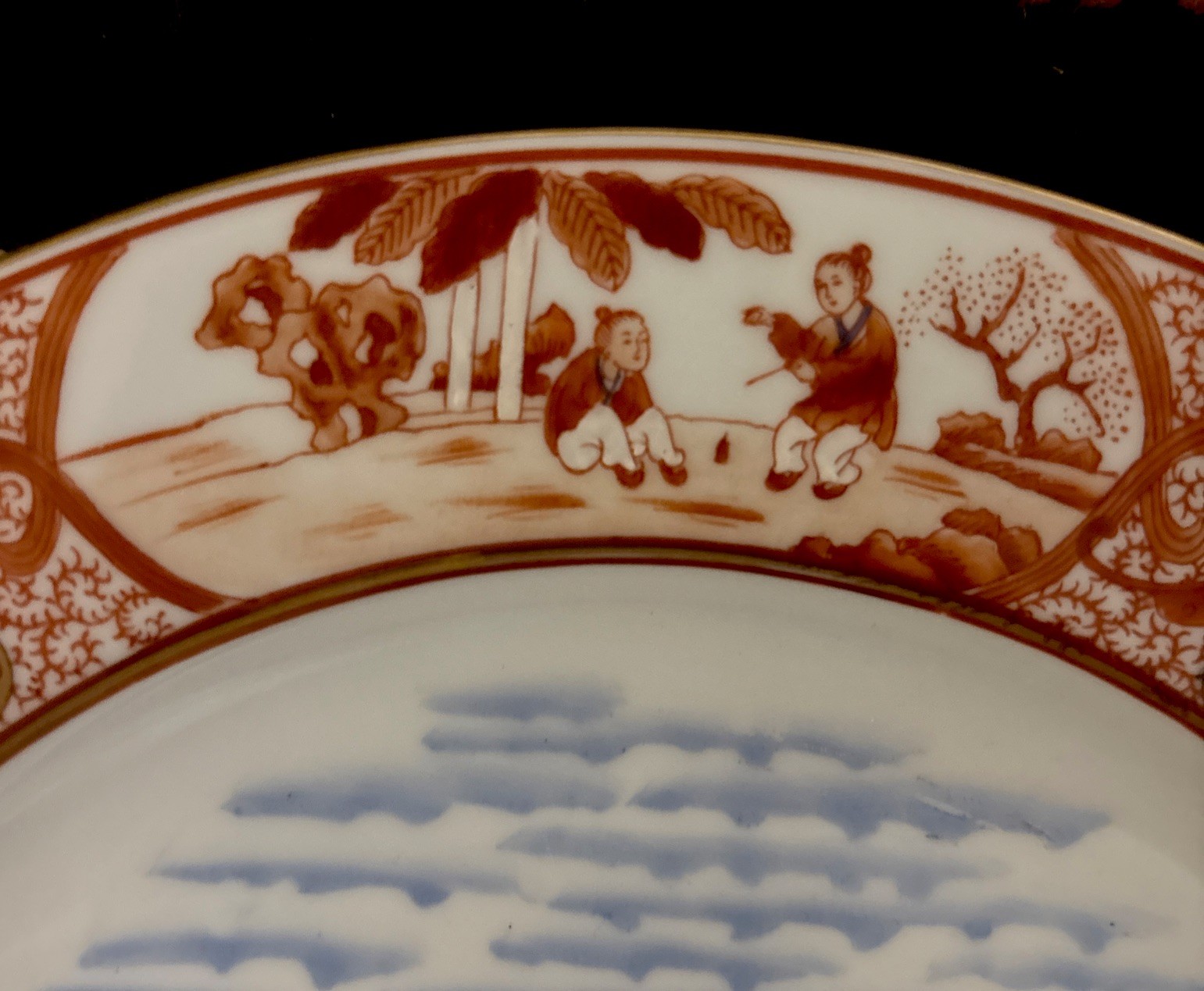 Vintage H.F.P. Macau Chinese Porcelain 10″ Hand-Painted Decorative Ship Plate