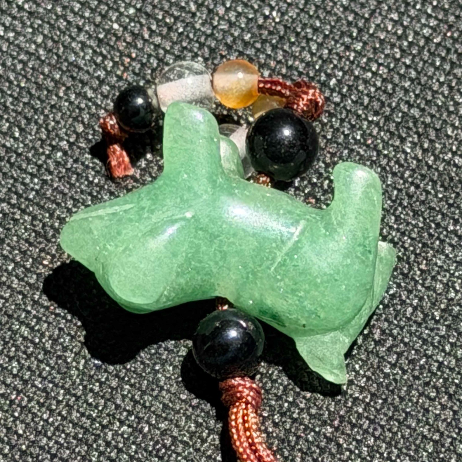 Chinese Green Jadeite Jade Carved Animal Pendant Necklace – Hand Carved (AHB)