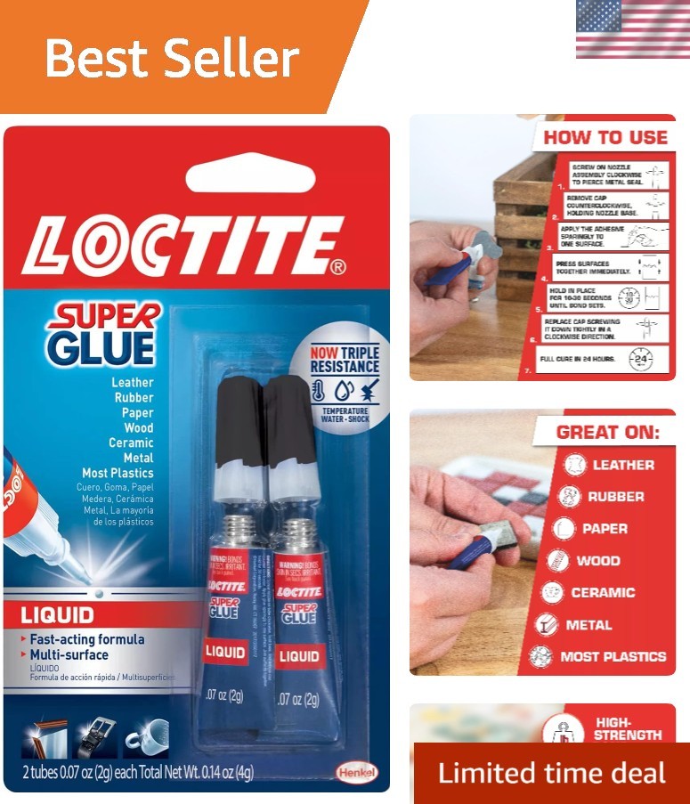 Invisible Super Glue Liquid, 0.07 fl oz – Ideal for Crafts & Repairs (2 Pack)
