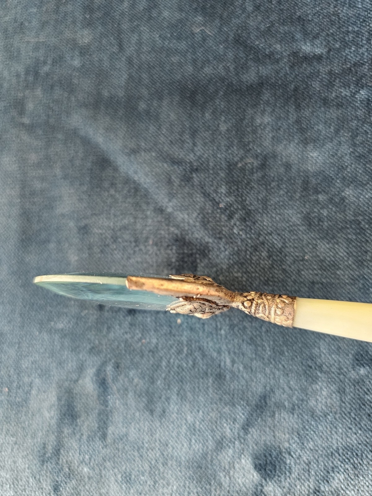 Vintage Chinese Asian Oriental Magnifying Glass Metal Jade Handle
