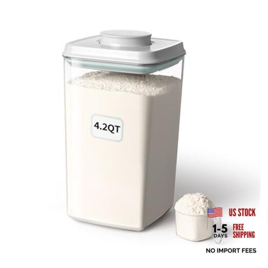 Airtight Pop Food Storage Container with Lid & 130ml Scoop BPA-Free 4L/4.2qt
