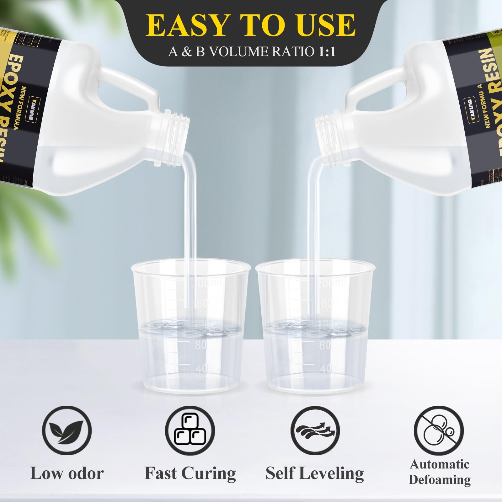 68OZ 3×UV Resistant Resin Kit,No Bubble & Crystal Clear Epoxy Resin for Coati…