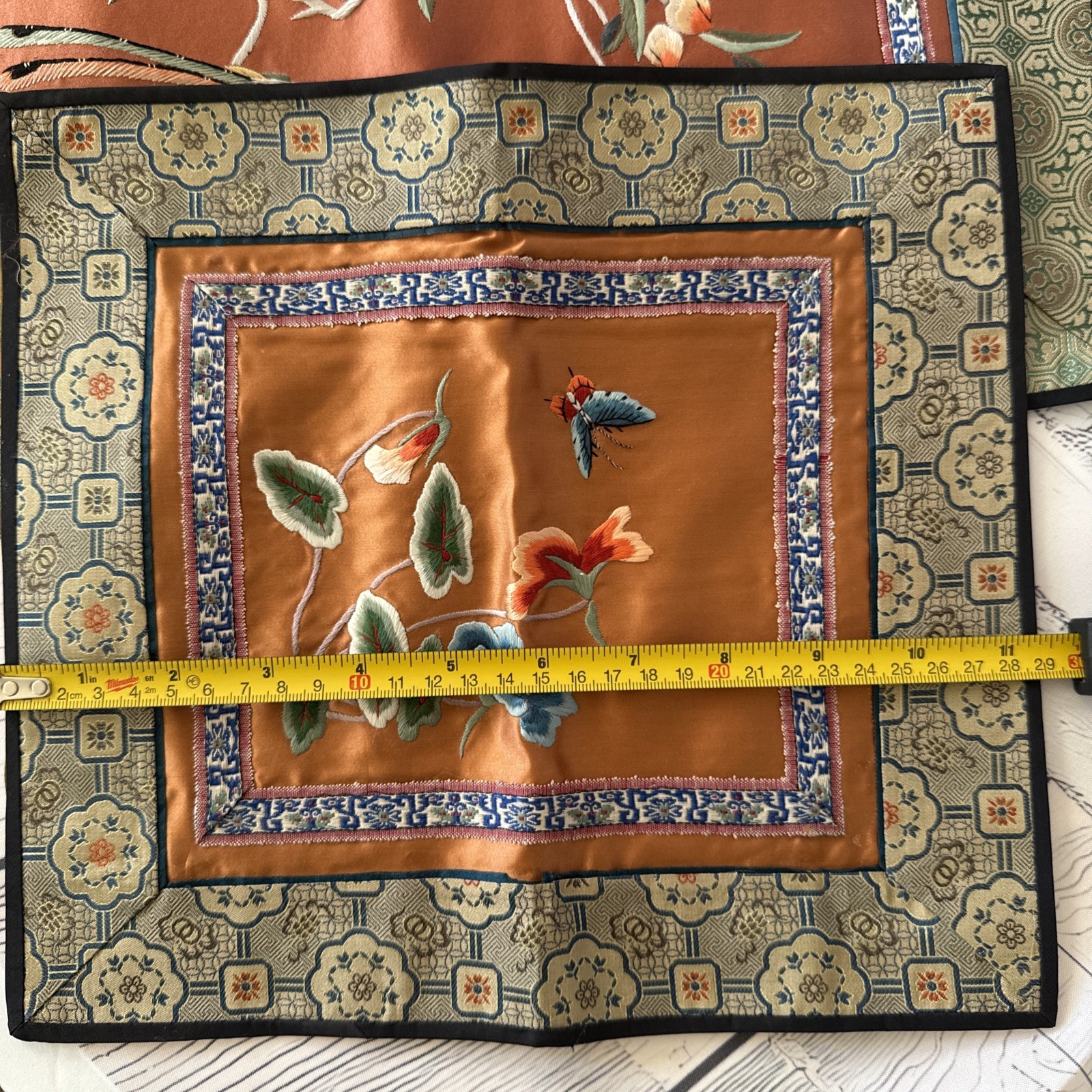 VTG Chinese Embroidered Silk Tapestry Panels Set 3 Birds & Flowers 17”x9.5”& 11″