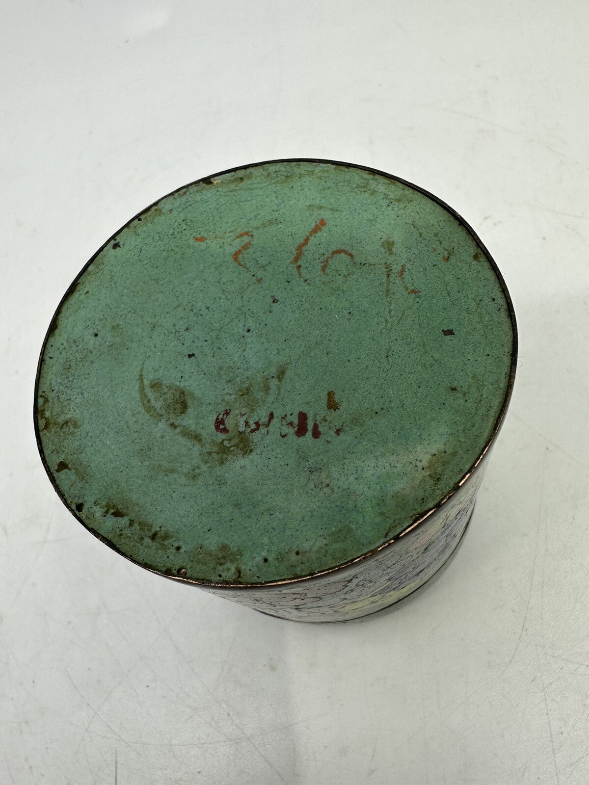 Late 1800’s Chinese Cloisonne Enamel Metal Tea Caddy W Lid Damaged Lid